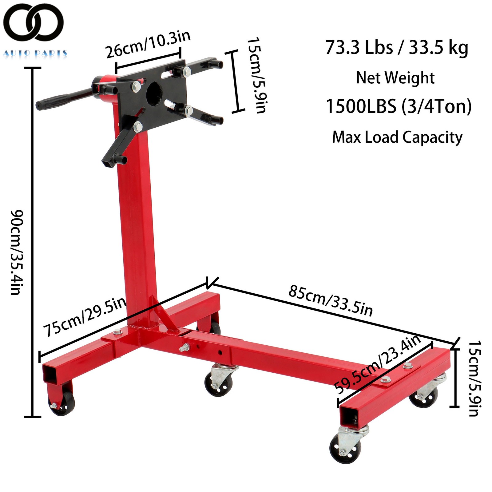 3/4 Ton 1500lbs Rotating Engine Stand Folding Motor 360-Degree Rotating Head
