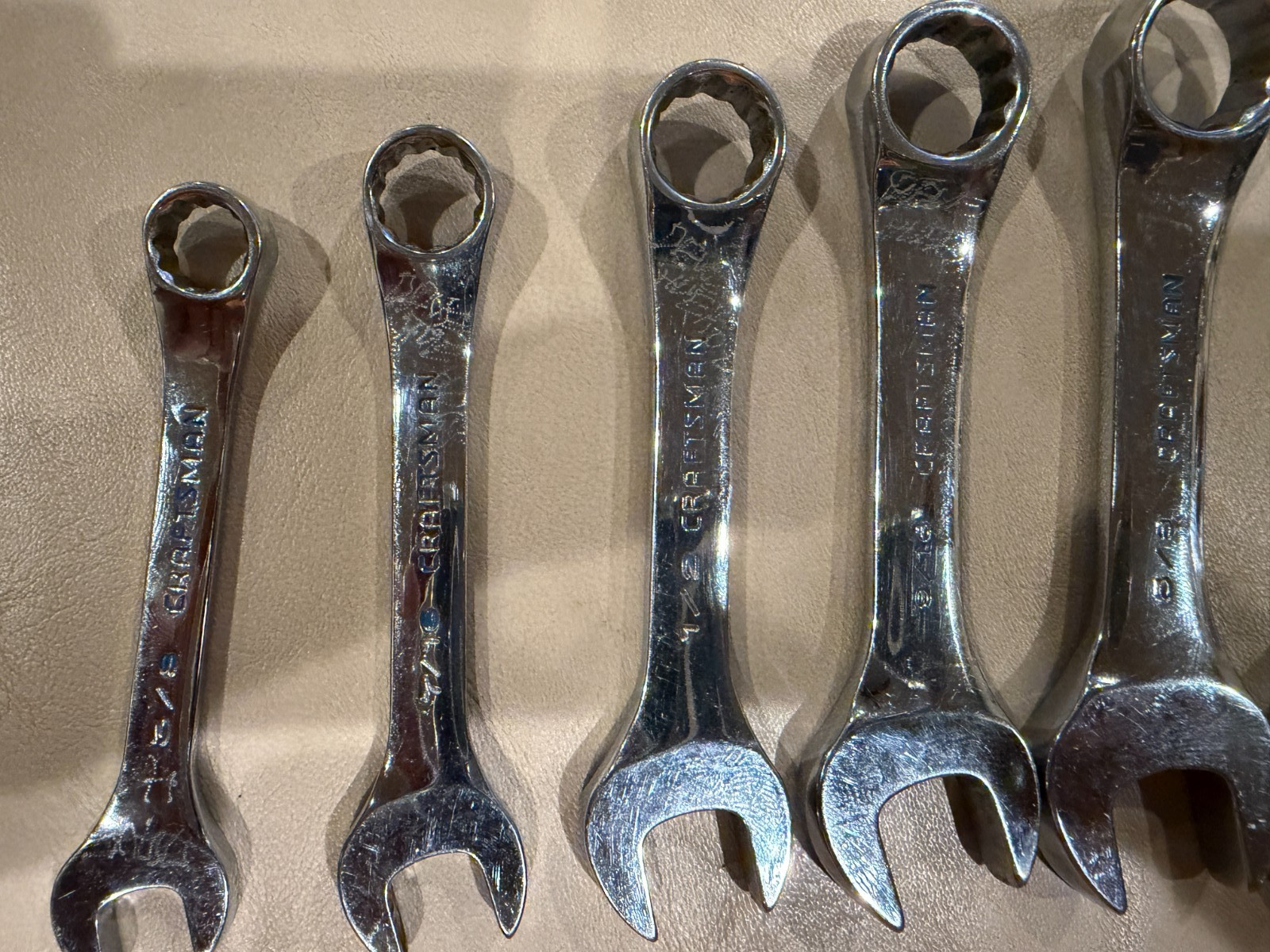 Used Craftsman Professional, 7 PC Stubby Combination Wrench Set SAE, USA made.
