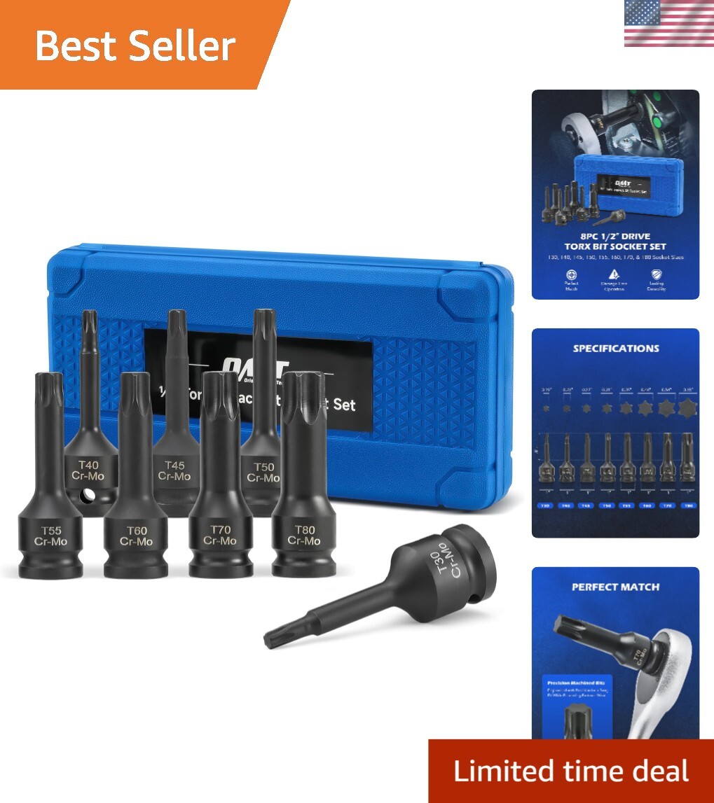Compact & Corrosion-Resistant Torx Bit Socket Set with Laser-Etched Sizes