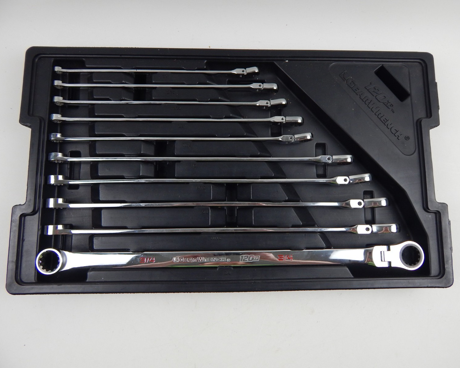 GearWrench 120XP Universal Spline SAE XL Flex-Head Ratcheting Wrench Set 10pc