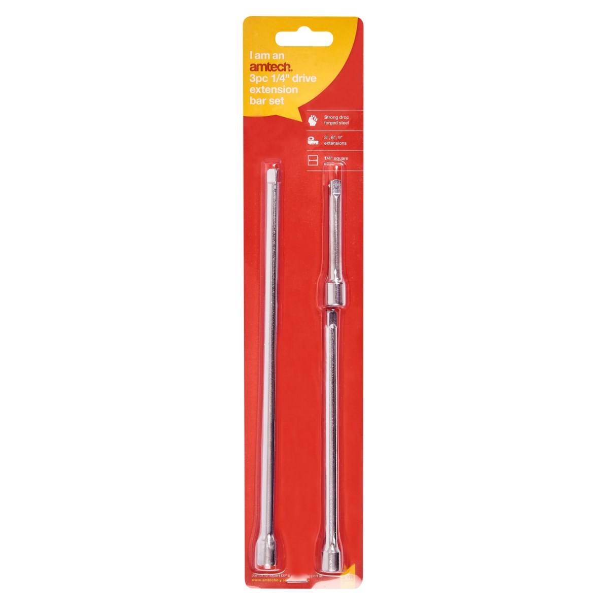 3pc 1/4″ SHORT EXTENSION BAR SET TOOL DIY AMTECH CONFINED SPACES DRIVE SOCKET
