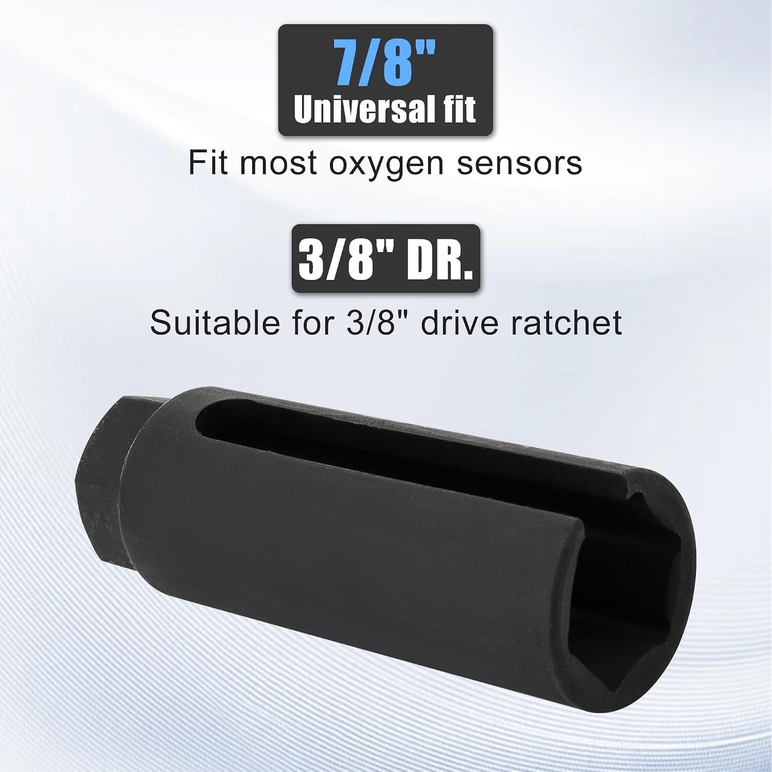 Oxygen Sensor Socket with Side Wire Cutout 3/8-Inch Drive by 7/8 22mm 02 Socket