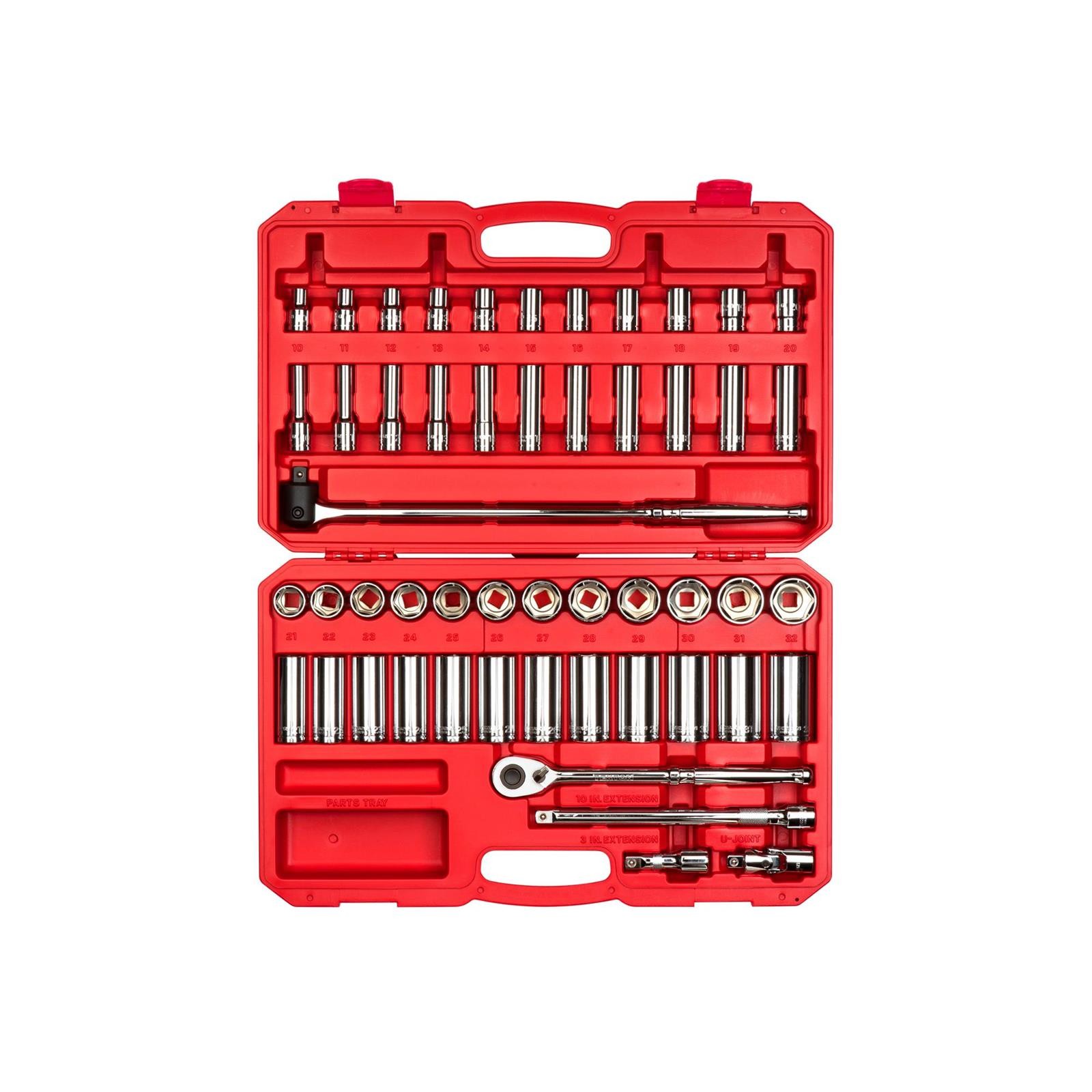 Tekton SKT25201 1/2″ Drive 6-Point Socket/Ratchet Set, 51-Piece