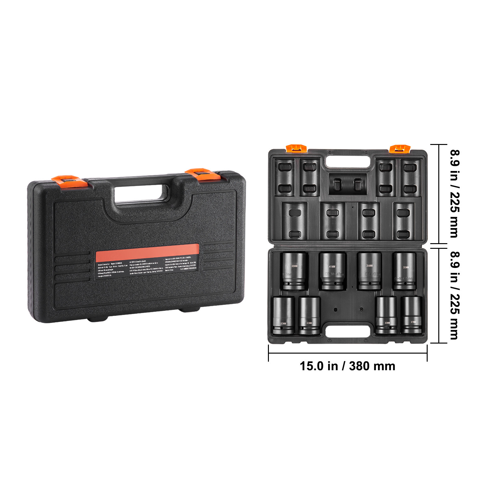 VEVOR Impact Sockets Set 8pcs 6-Point 1″ Drive Bit Ratchet Tool Kit Case