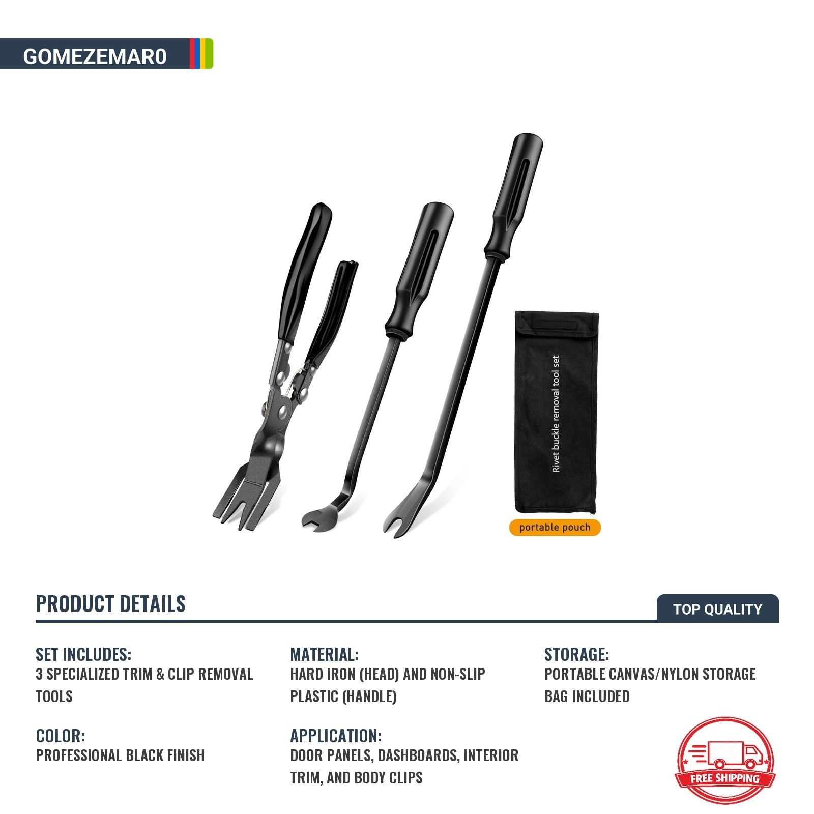 Kit de Herramientas para Quitar Clips y Paneles de Auto 3Pcs con Estuche NEW