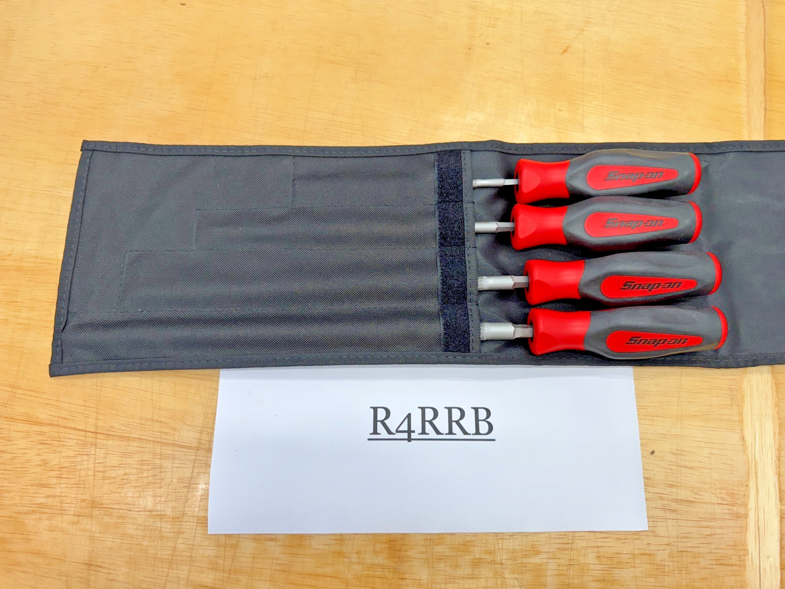 Snap-on Tools USA NEW RED 4 Piece Soft Grip ROUND File Set SGHBF200A W/ HOLDER