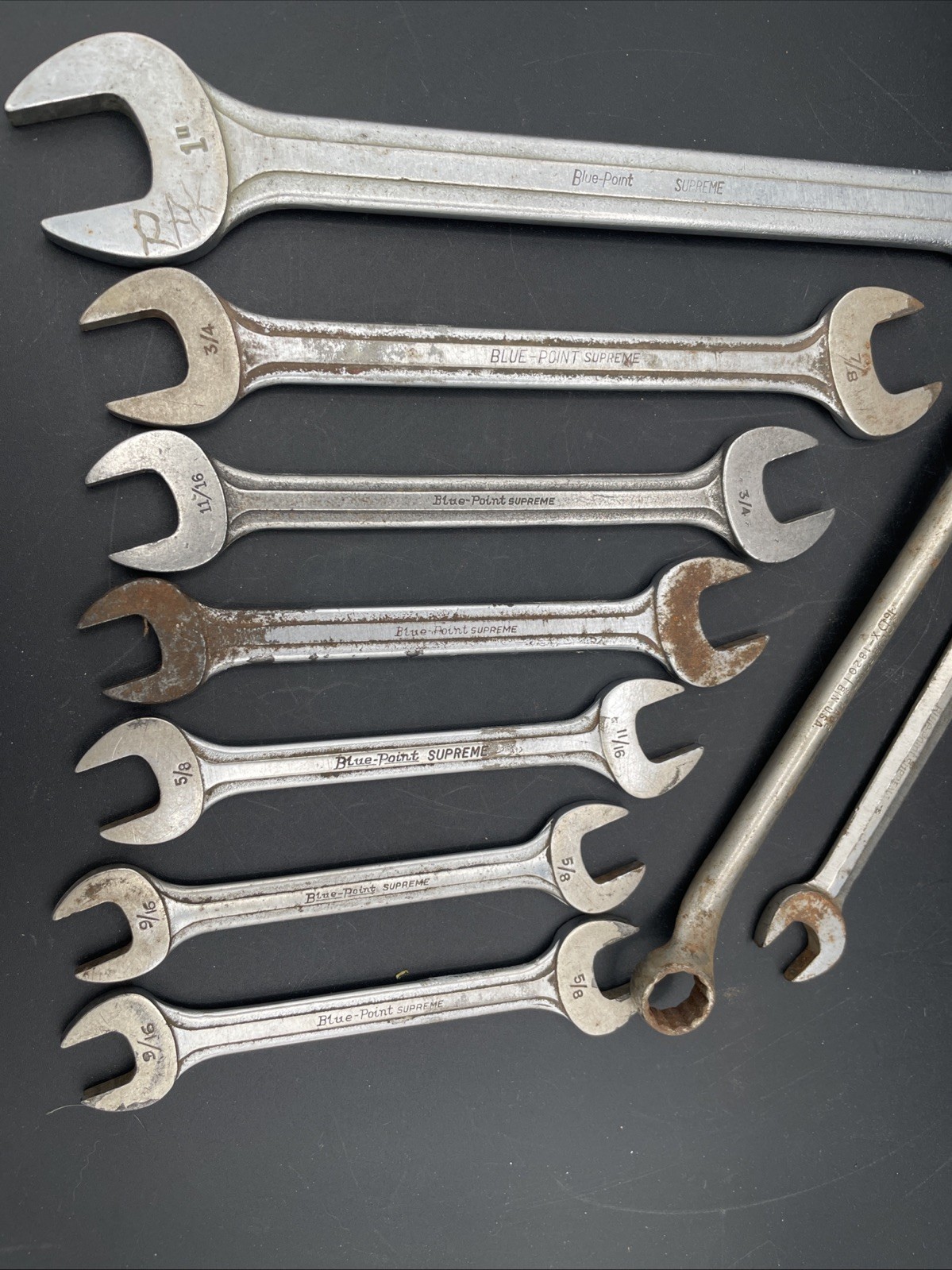 Vintage 9-Piece Blue-Point Supreme Wrench Lot Various Sizes Made in USA