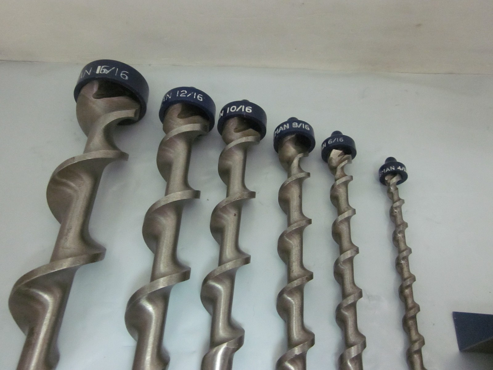 Vtg Craftsman Set Of 6 Auger Drill Bits W/Metal Wall Mount 1/4″ to 1″ USA