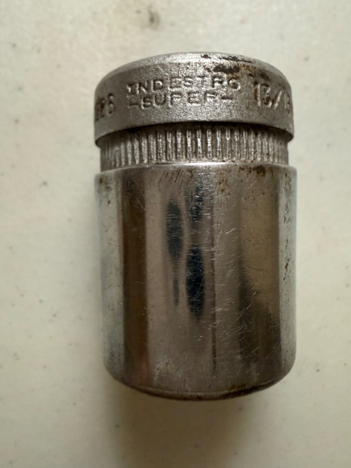 Vintage Indestro Super ,9 Sockets, 1/2″ Drive Ratchet & Breaker Bar, Good Cond