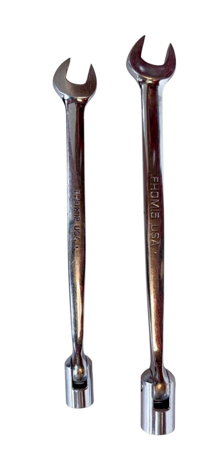 Snap-on 12mm & 15mm Metric Flex Head Open End Saltus Wrench Pair FHOM12 FHOM15