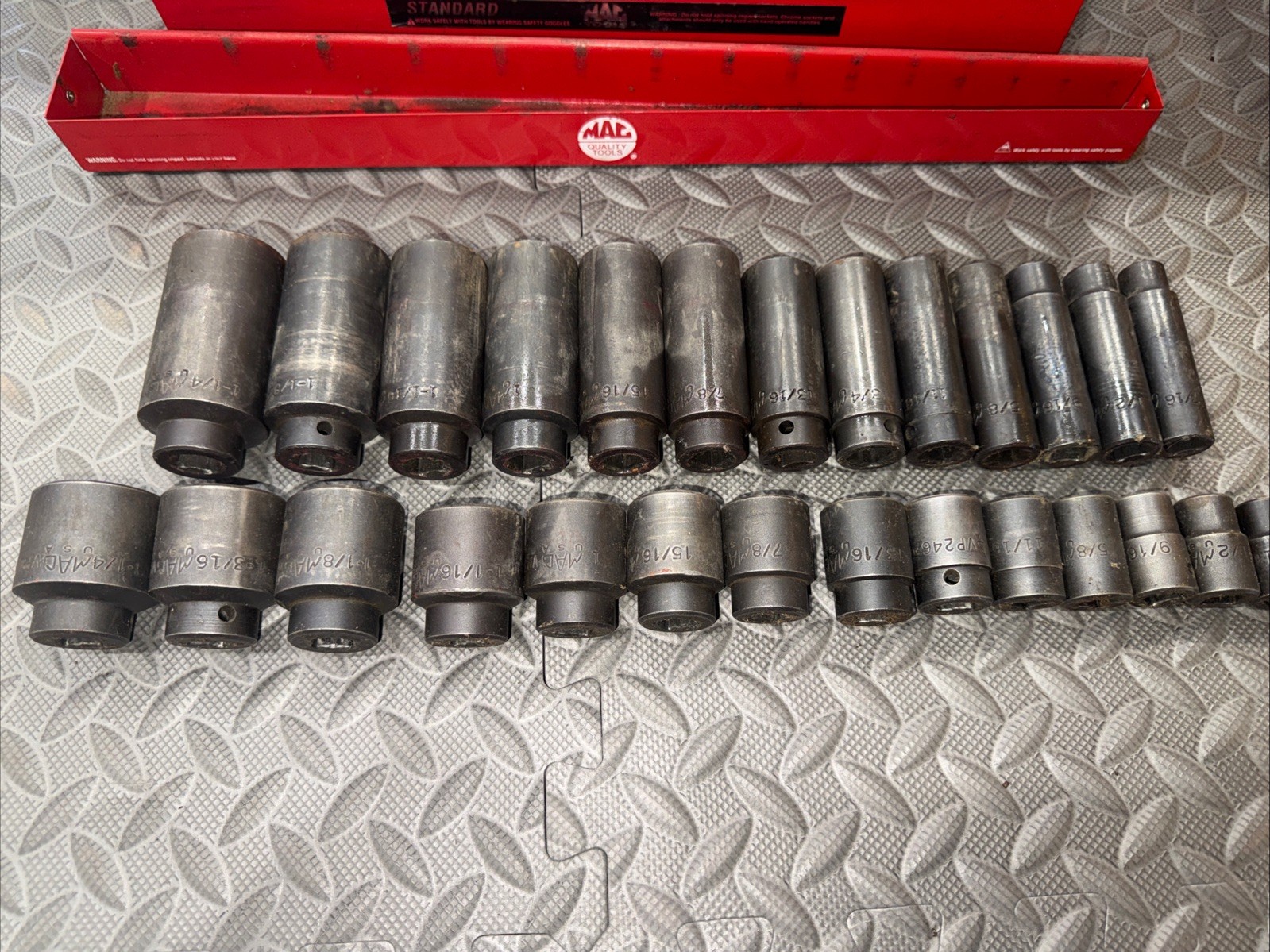 Mac Tools 28pc 1/2” SAE Impact Socket Sets Shallow And Deep 3/8 To 1 -1/4