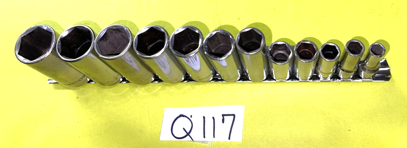 MATCO TOOLS 12 PIECE 3/8 DRIVE SAE. DEEP 6 POINT SOCKET SET 5/16 THROUGH 1 INCH