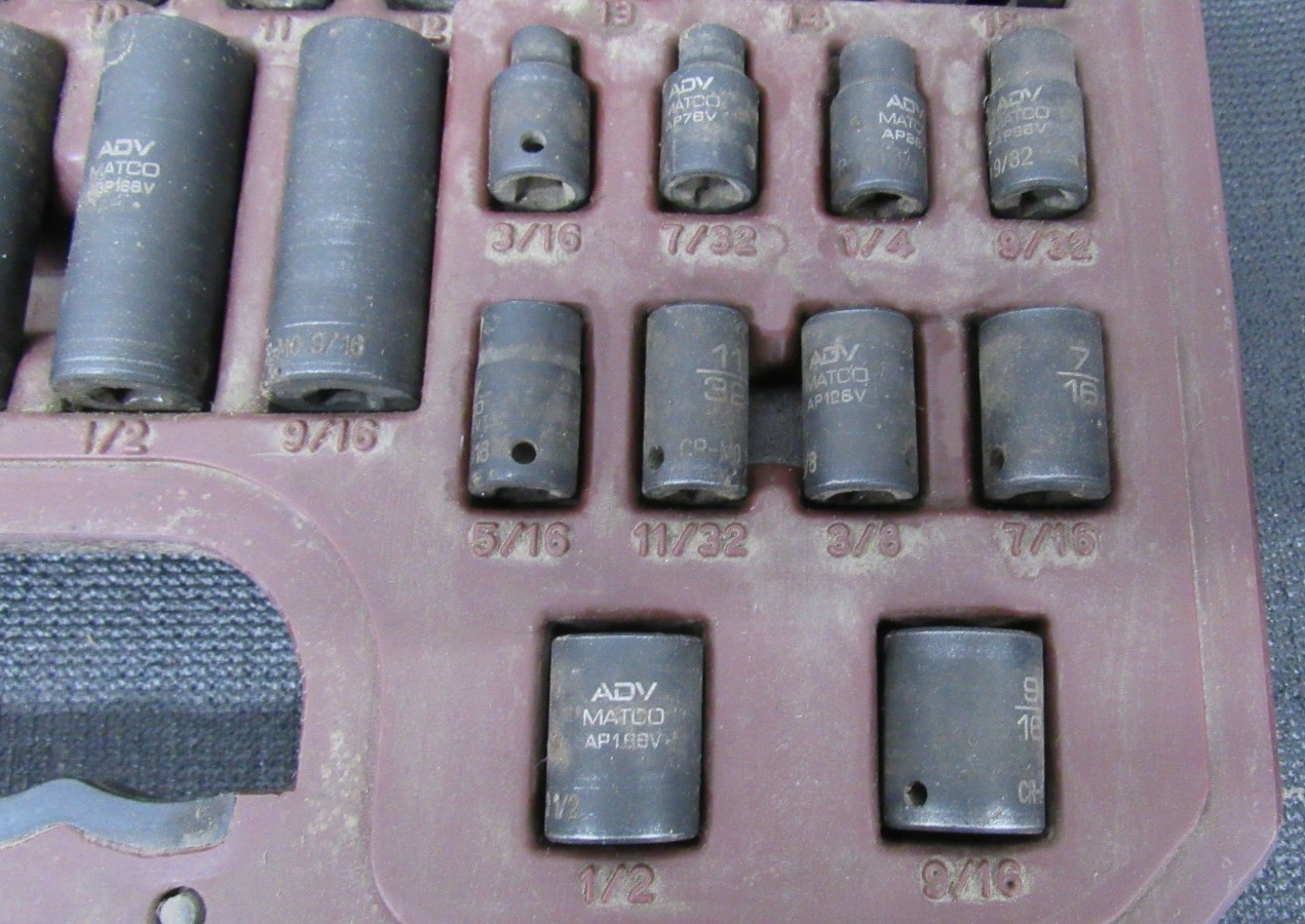 Matco SAP486V 48pc 1/4″ Metric/SAE 6pt ADV Standard/Deep Impact Socket Set READ