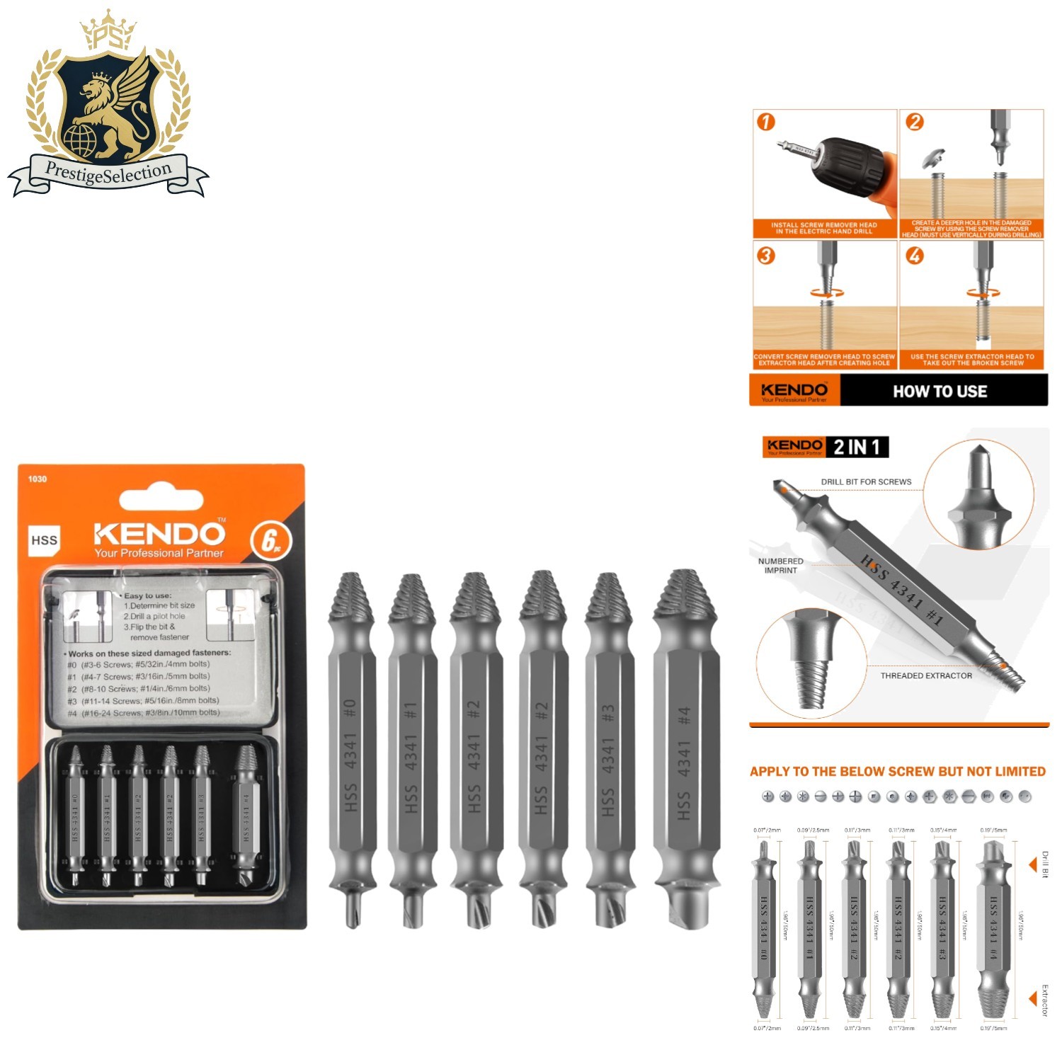 6PC HSS Screw Extractor Set – Effortless Removal of Stripped & Damaged Screws