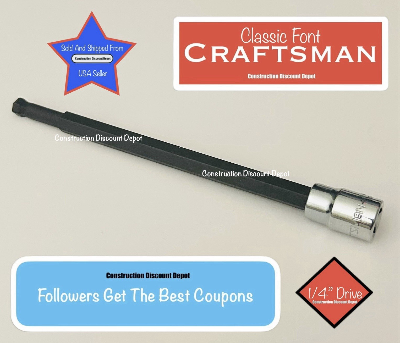 Craftsman Sockets 1/4″ Drive 4-3/4″ LONG 3/16″ In. Hex Allen Bit Socket 1762