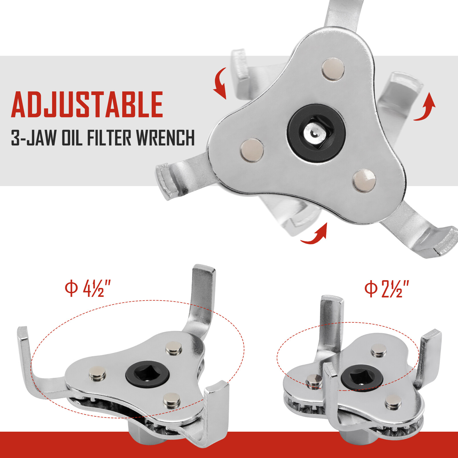 4PCS Swivel Oil Filter Wrench Remover Removal Installer Set 2-3/4″ – 5-1/4″ New
