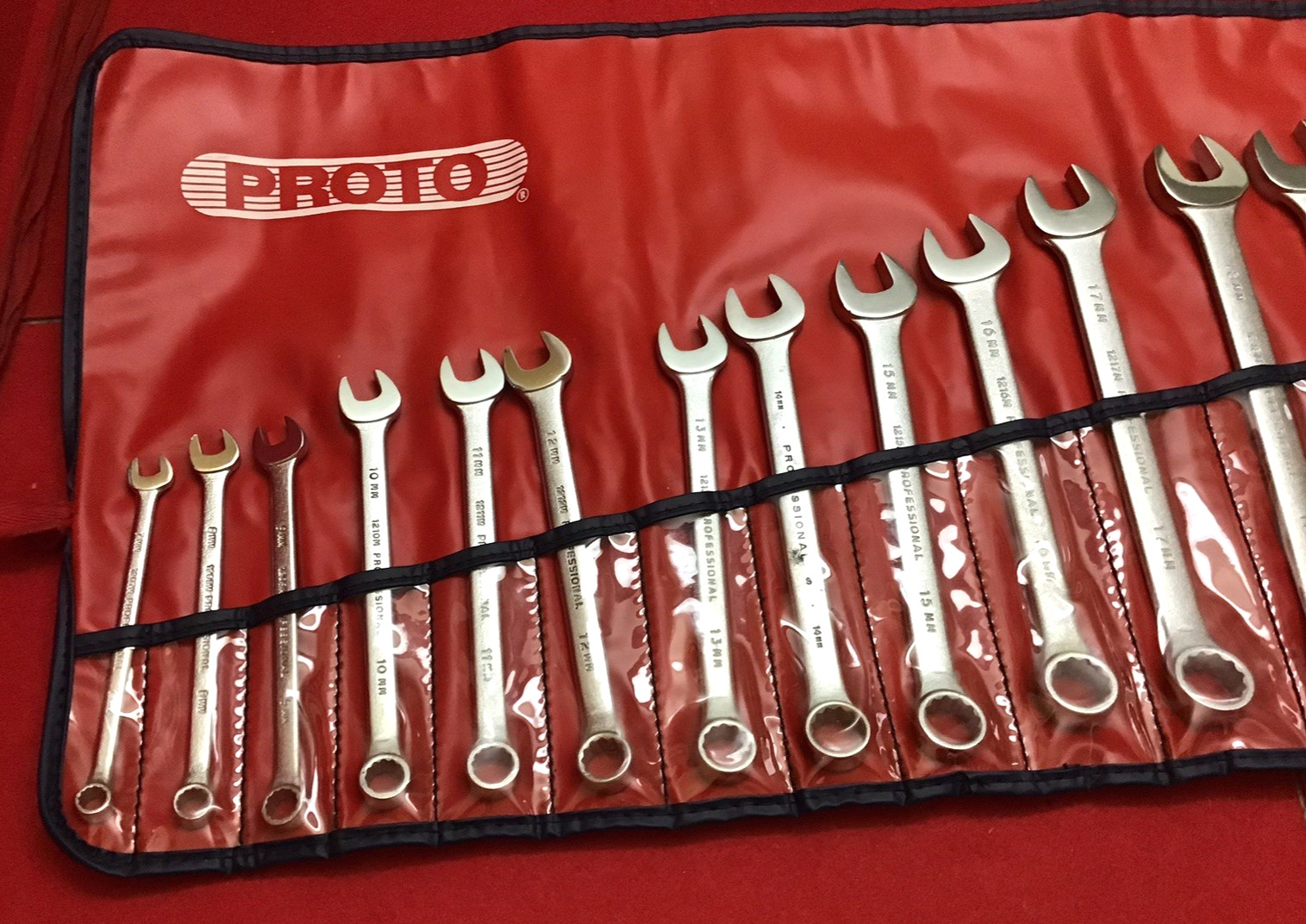 NEW PROTO PROFESIONAL METRIC 7mm-23mm 16Pc.COMBINATION WRENCH SET 12Pt.WITH ROLL