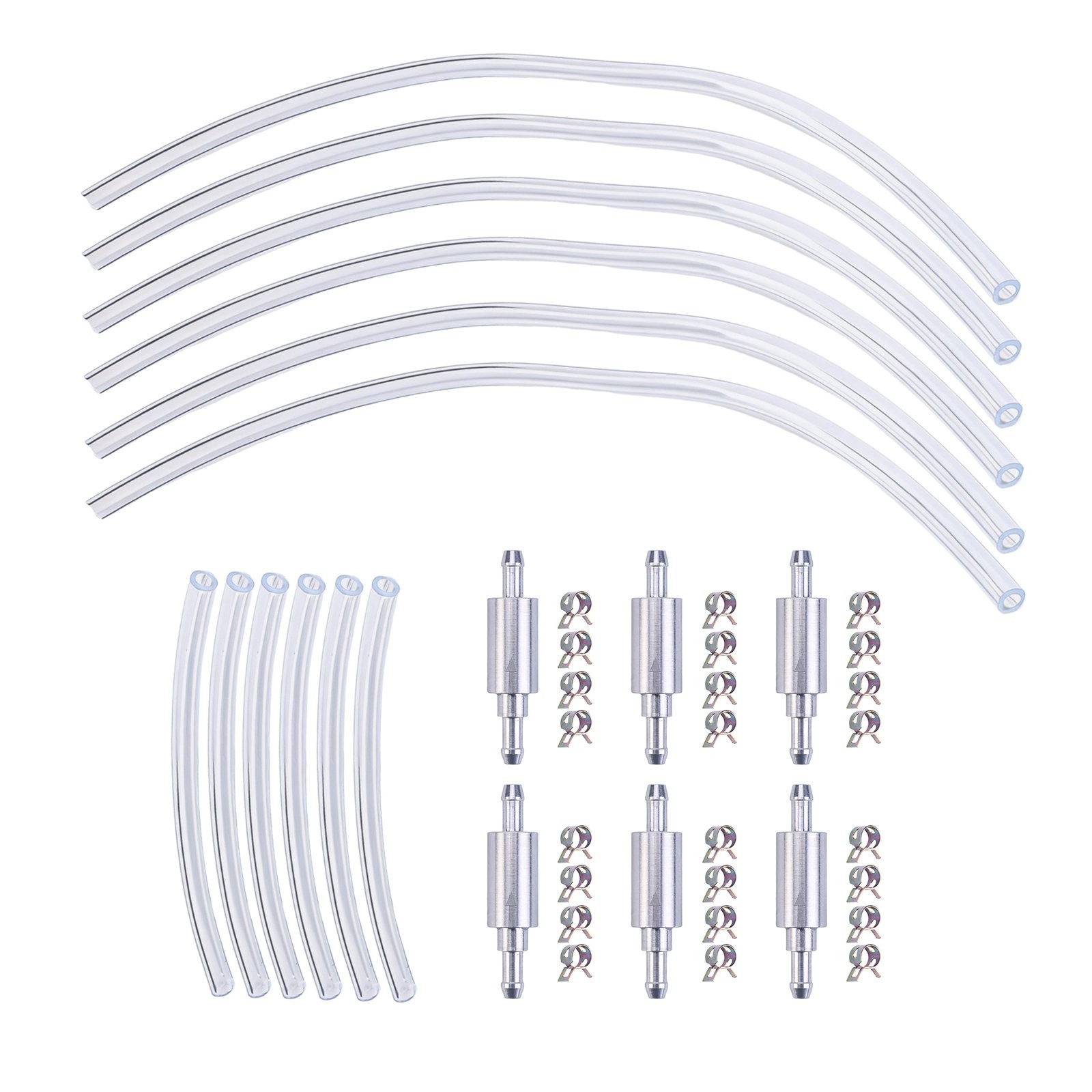 6 PCS Brake Bleeder Hose, One Way Check Valve Tube Bleeding Tool Kit Silver US