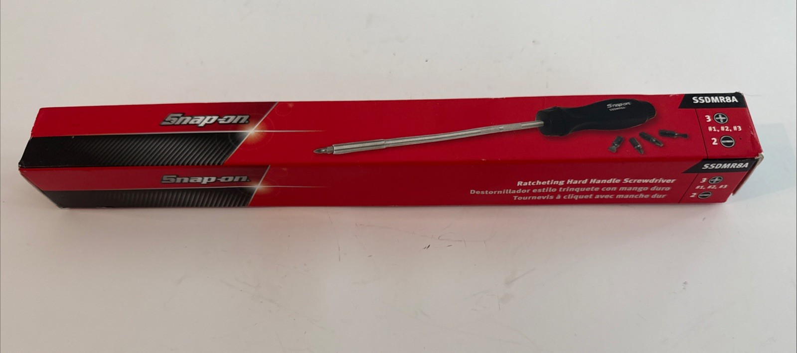 Snap-on Tools USA NEW BLACK Hard Grip 8″ Shaft Ratcheting Screwdriver SSDMR8A