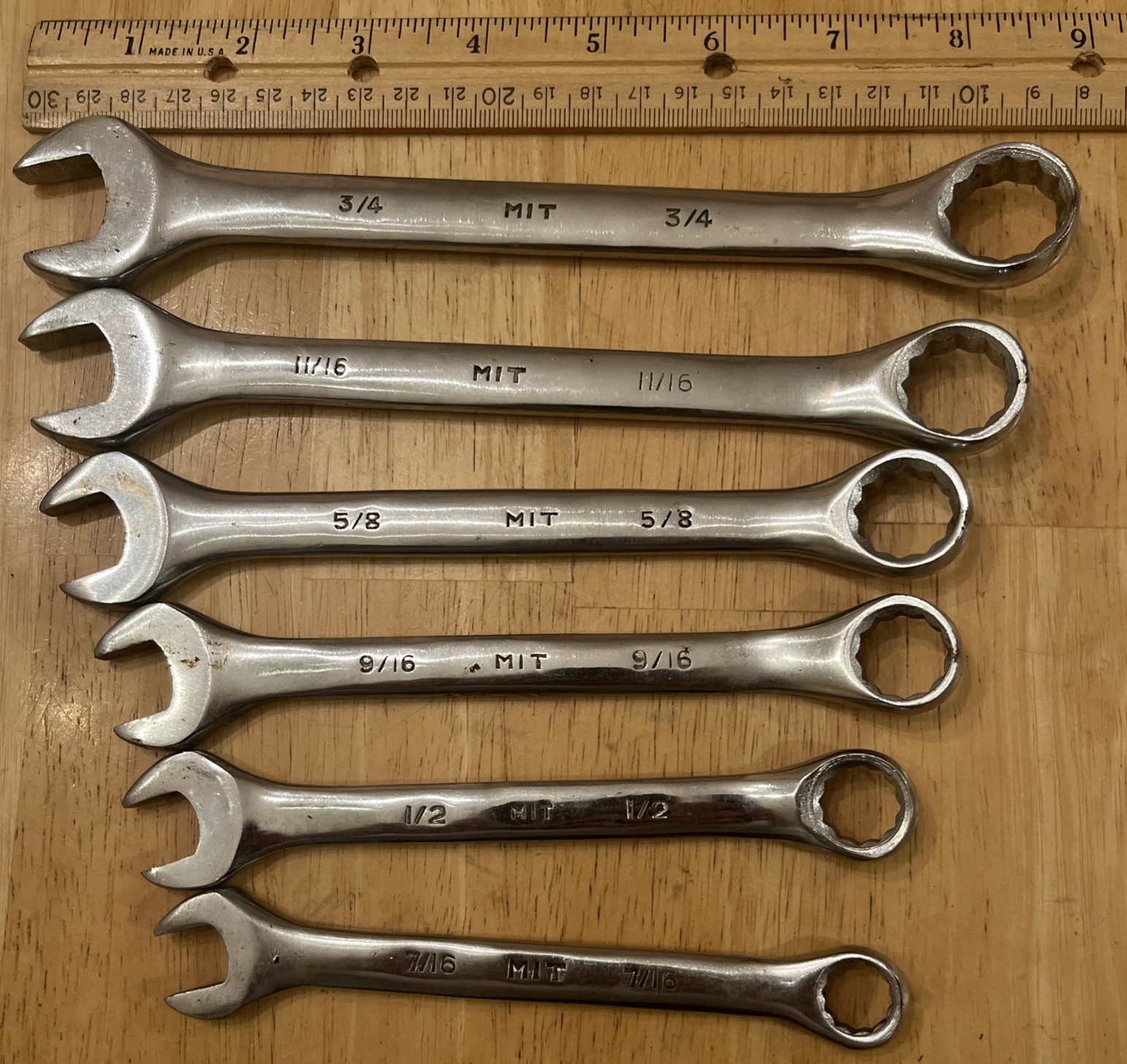 MIT Combination Wrench Set Of 6 7/16” – 3/4” SAE Tool Set 12 pt