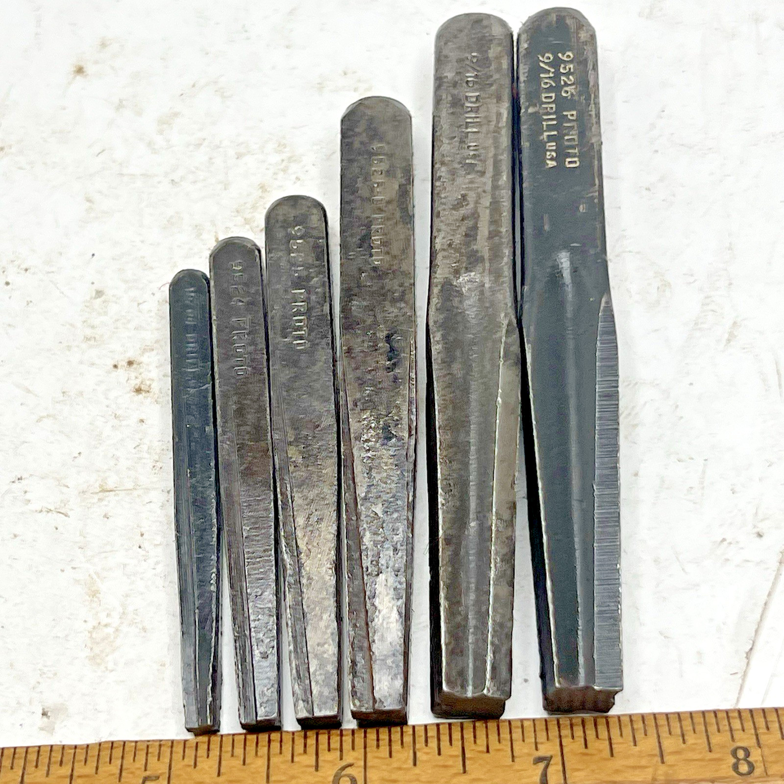 Vintage Lotf (6) Proto Tools Flute Screw & Pipe Extractor-Puller Tool Set (USA)