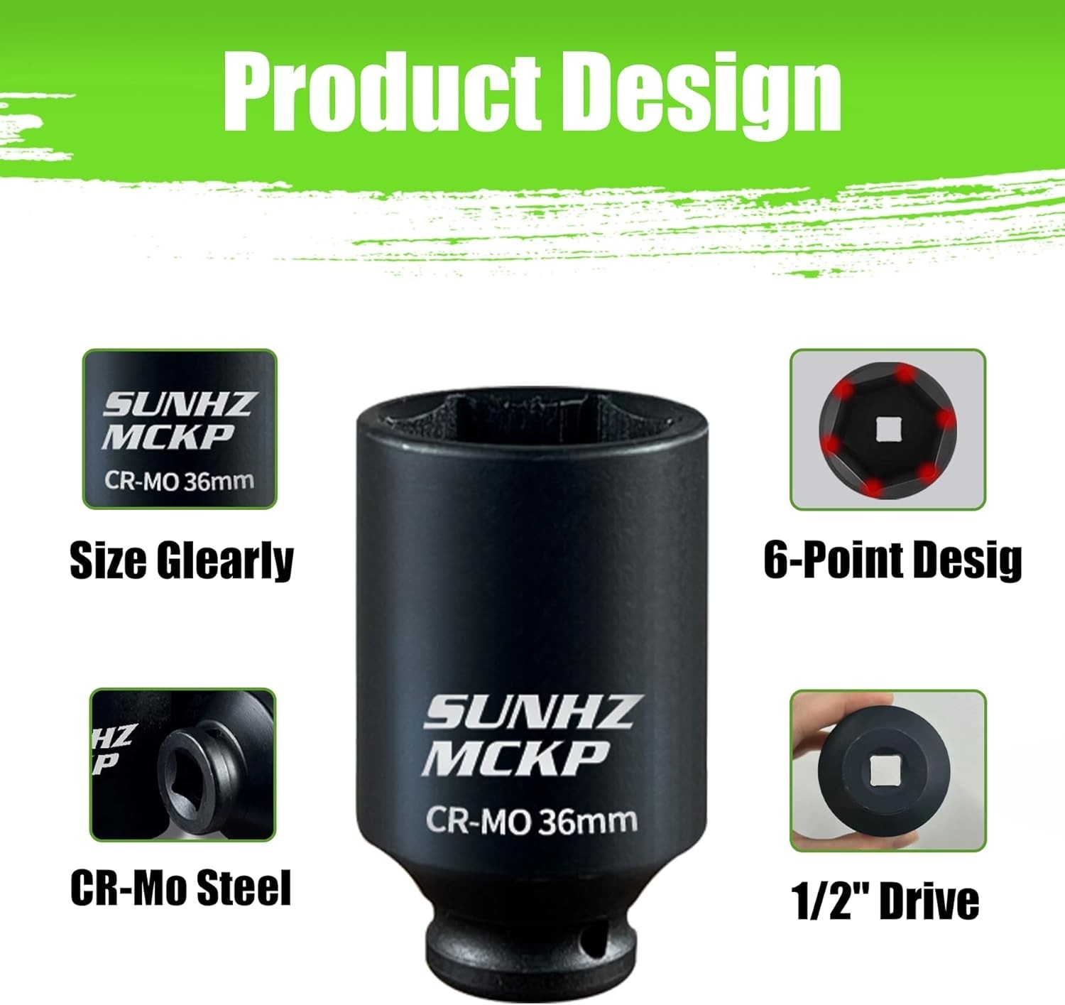 Chrome Molybdenum Steel Deep Impact Socket Set with Corrosion-Resistant Finish