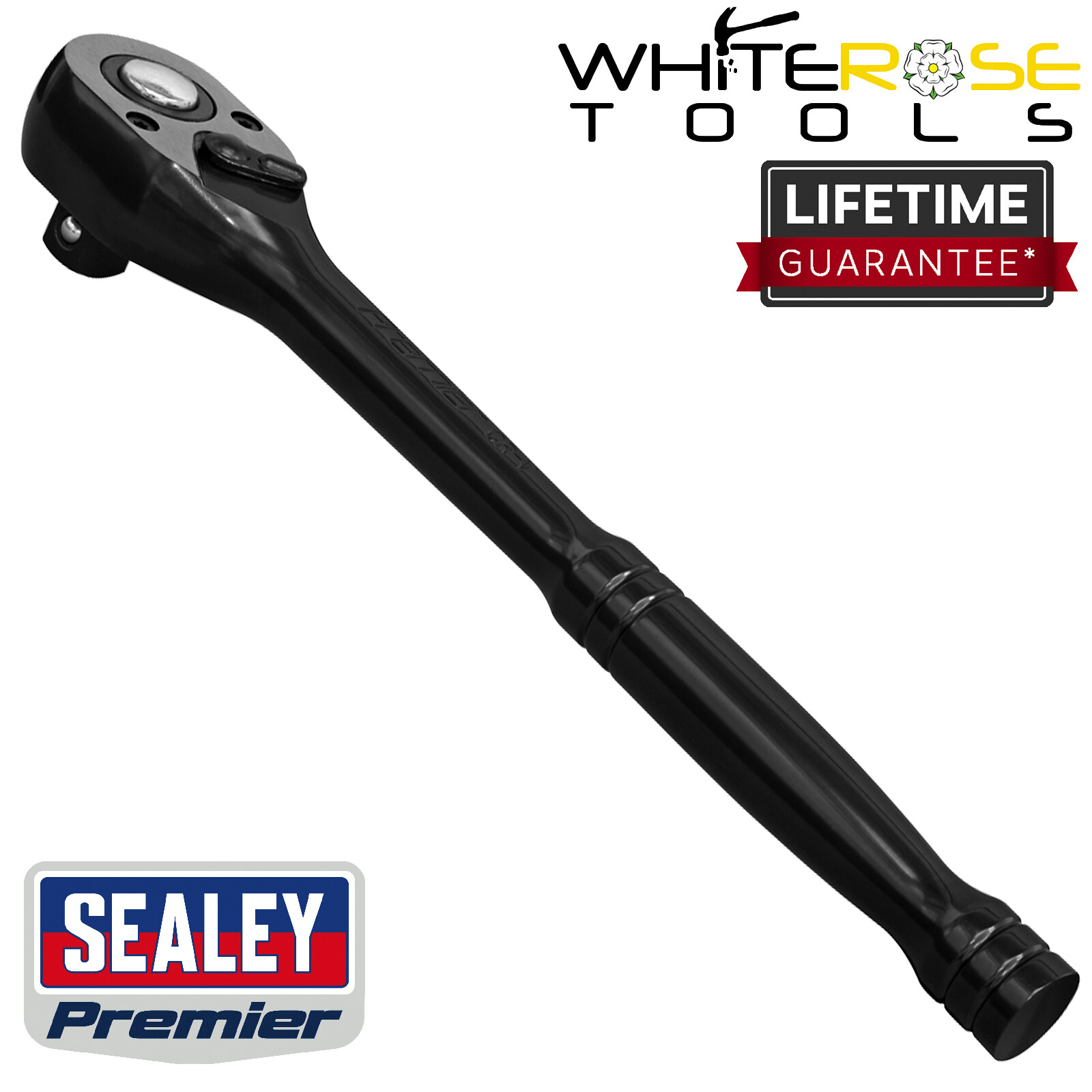 Sealey Ratchet Wrench 1/2″Sq Drive Premier Black Chrome Vanadium Garage