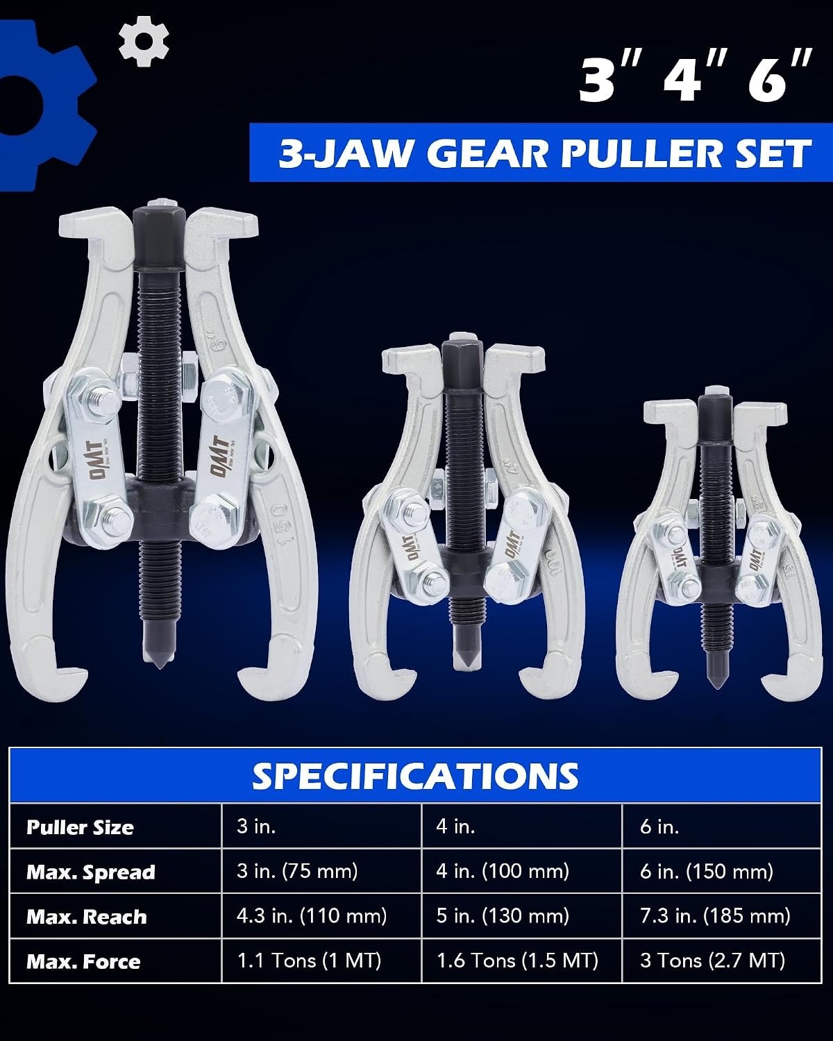 Durable 3 Jaw Puller Tool Kit: 3″ 4″ 6″ for Efficient Component Removal