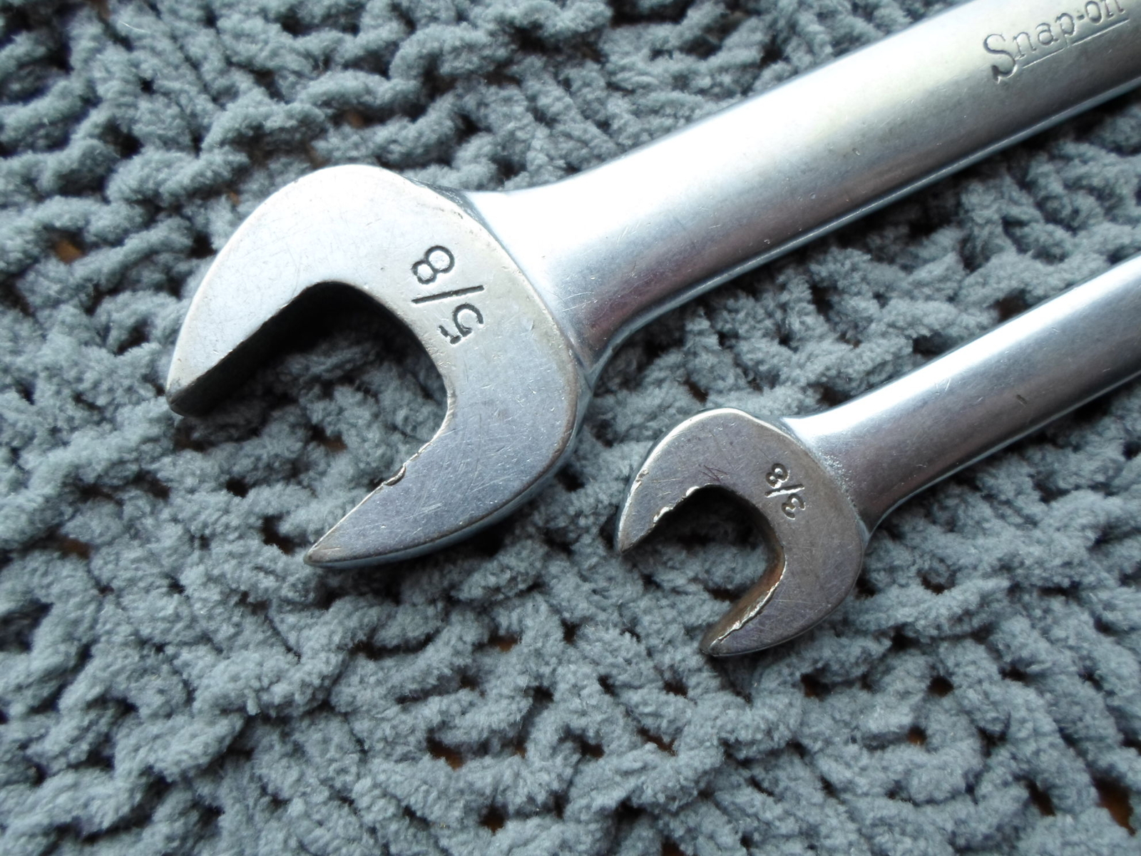 (2) vintage SNAP ON – short – COMBINATION WRENCH – 3/8 5/8″ – OEX-120 OEX-200