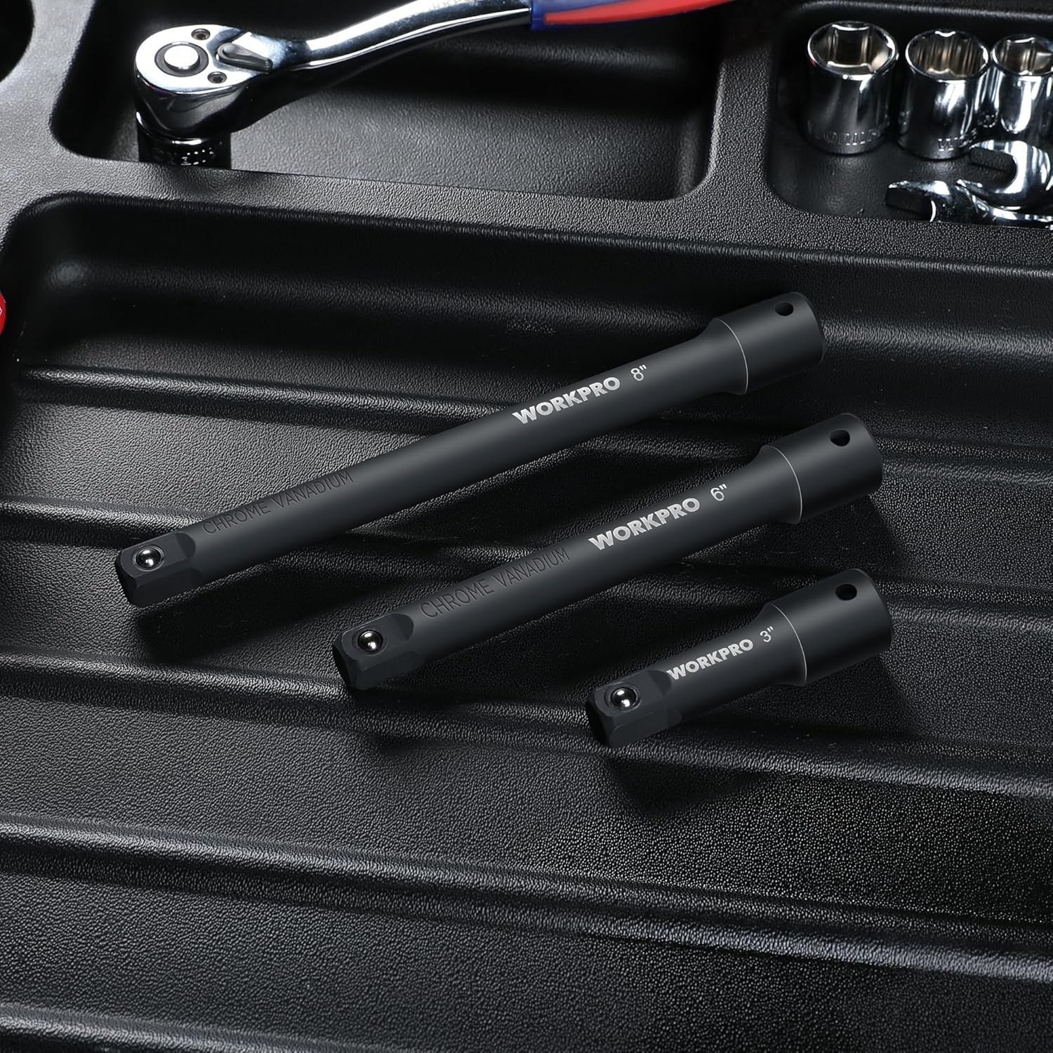 1/2″ Drive Impact Extension Bar Set, 3 PCS, 3″, 6″, 8″ Length