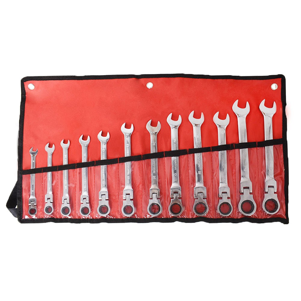 LABLT Metric Flexible Head Ratcheting Wrench Combination Spanner Tool Set 8-19mm