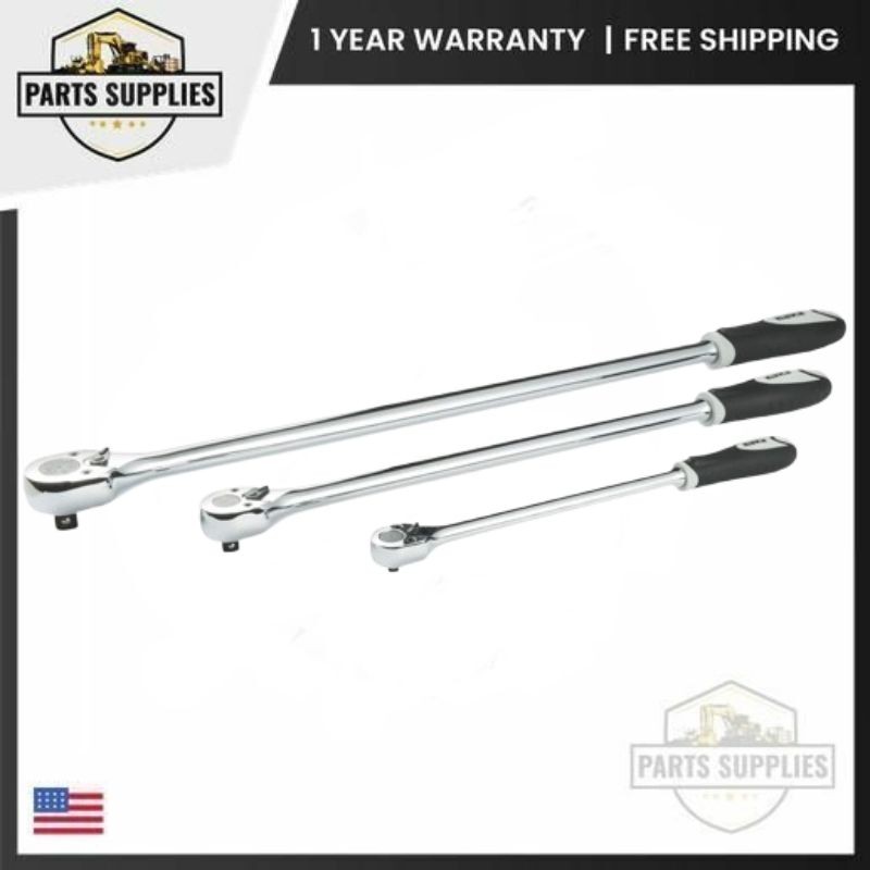 3 Pieces Klutch Extra-Long Ratchet Set in 1/4″ 3/8″ 1/2″ Drive