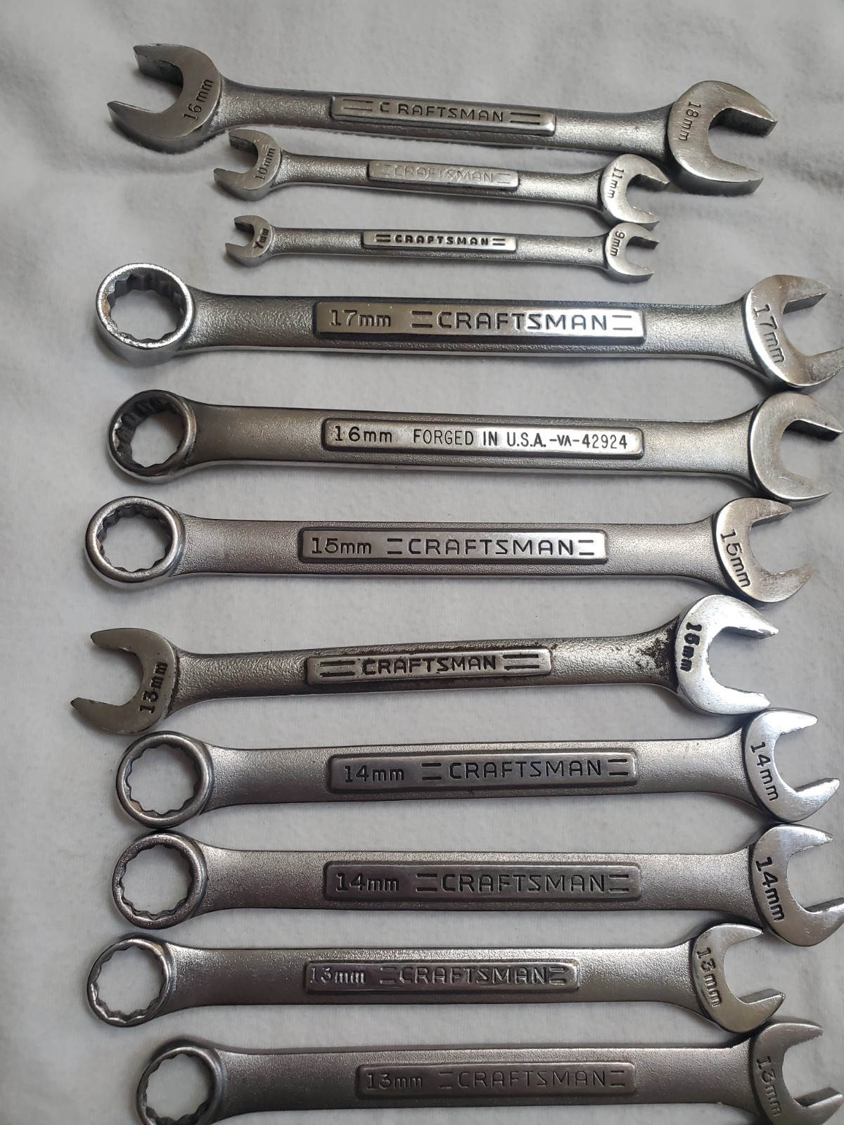 Vintage Craftsman Wrench Lot 18 Mixed Metric SAE Combination Forged In USA VA