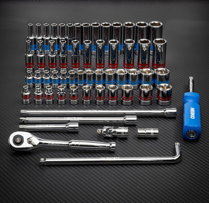 Neiko 1/4″ Ratchet & 58-Piece Socket Set, Chrome Vanadium Steel, Multi-color.