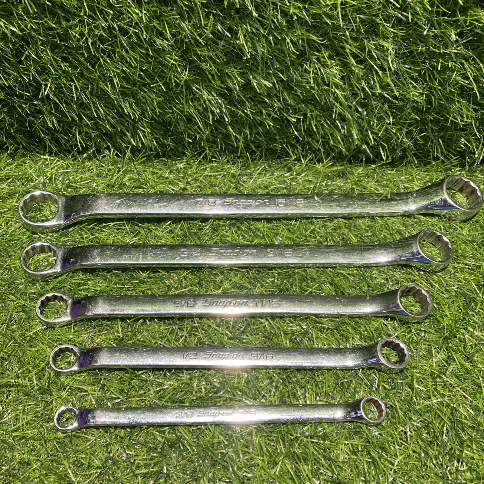 Snap On XB-A 10 Degree Off Set Box Wrench Set Of 5 Pieces From 3/8”to 15/16”