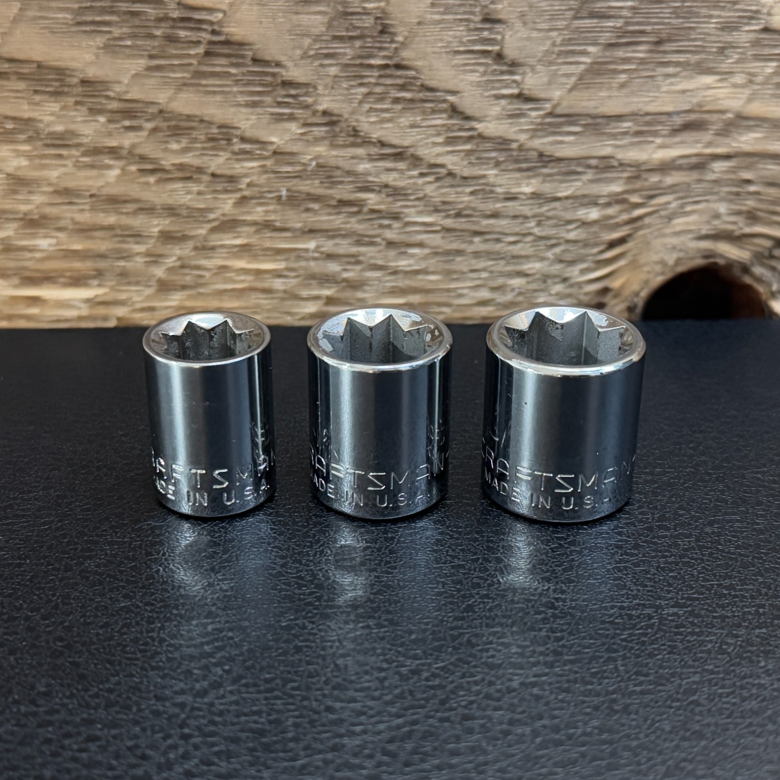 Craftsman USA 3/8 Drive SAE Socket Set 3/8 7/16 1/2 3pc 8PT G Series -G- 4434x