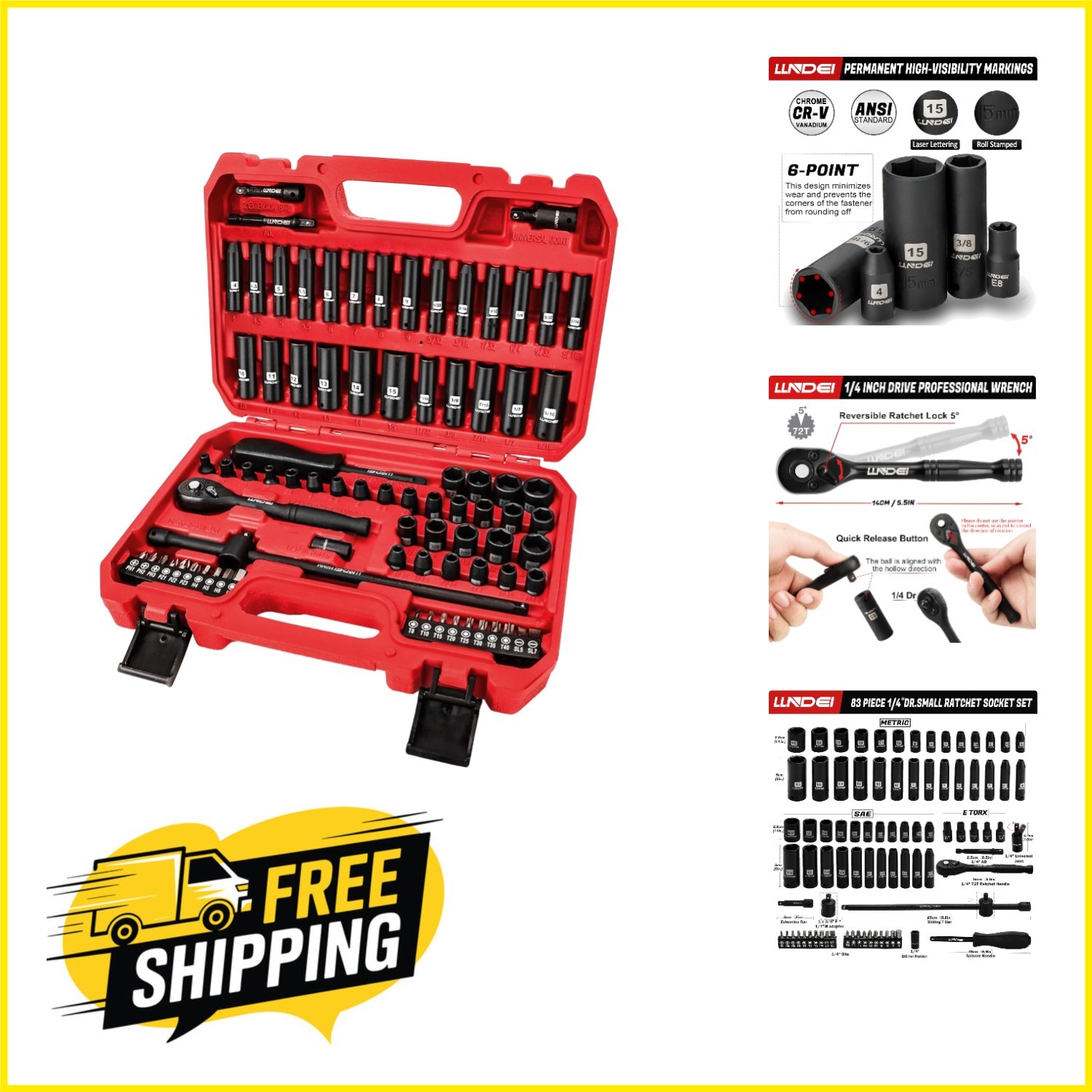 Ultimate 83-Piece 1/4 Inch Drive Impact Socket Set with High-Visibility Markings