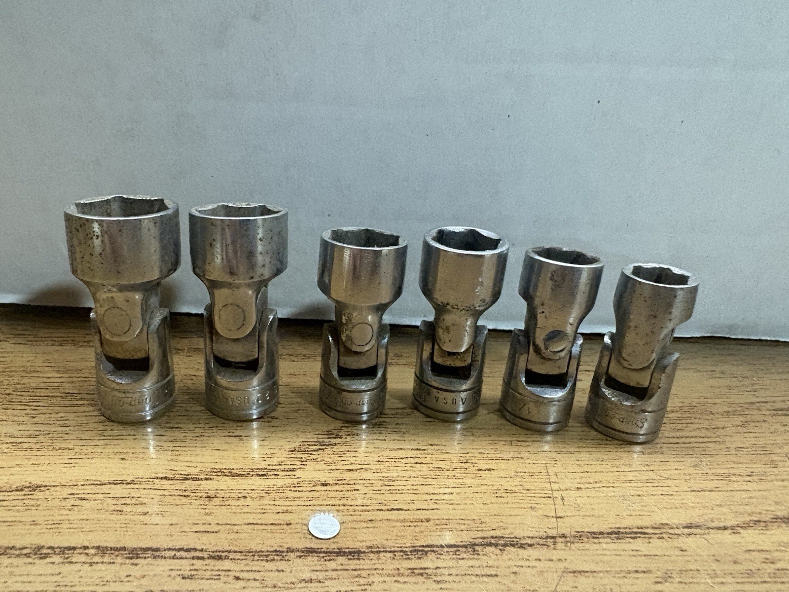 snap on socket set 1/2 Lot Of 6 Swivel Sockets Snap On SAE Used See Pictures