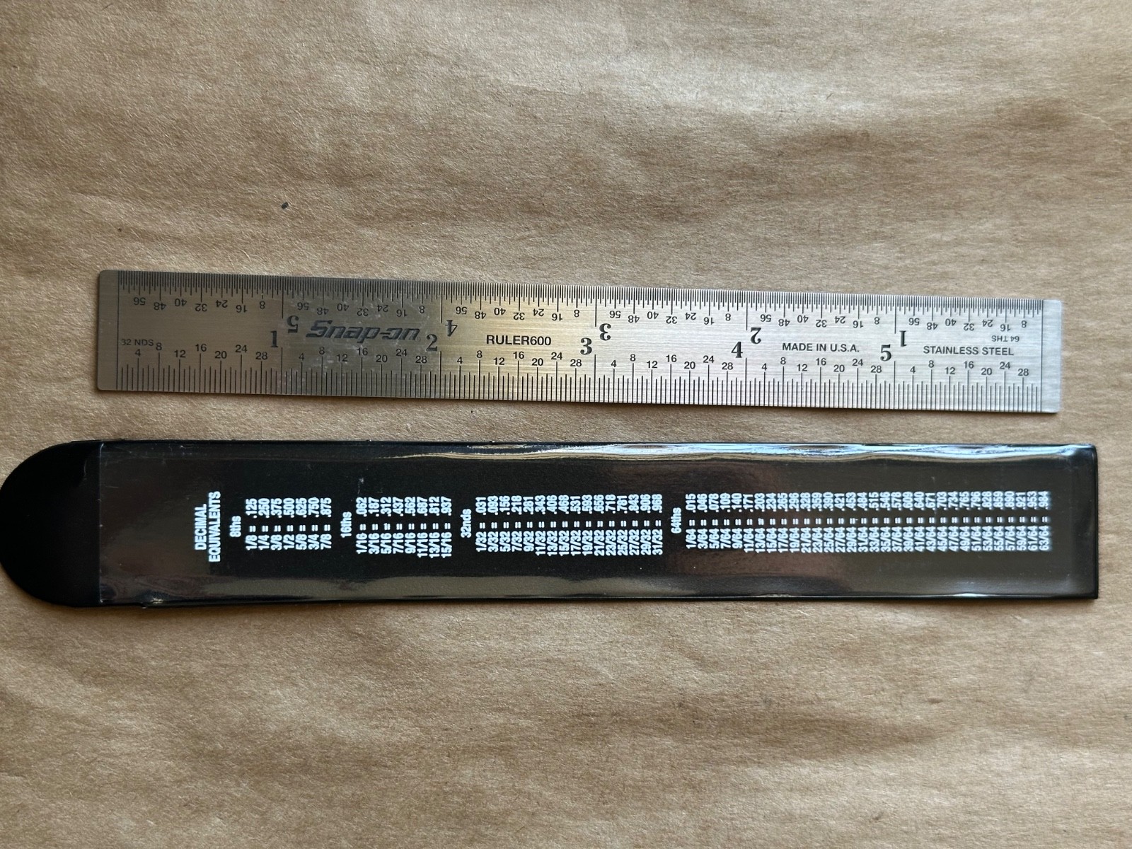 Snap-on Tools USA NEW 6″ Straight Edge 1/32″ & 1/64″ Grad. Steel Ruler RULER600