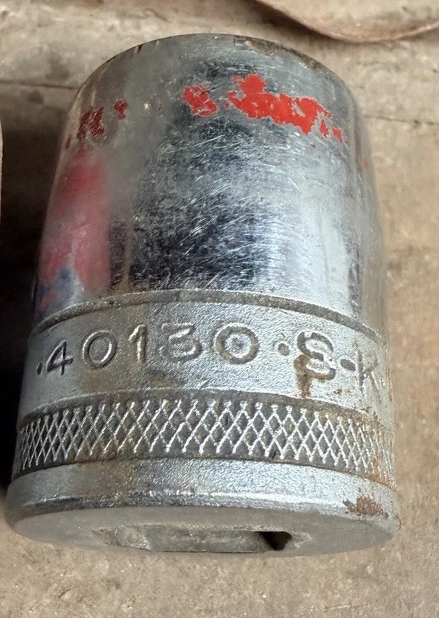 SK Tools 1/2” Drive Metal Case With 15/16” 1” 1-1/16” 1-1/8” USA Sockets Vintage