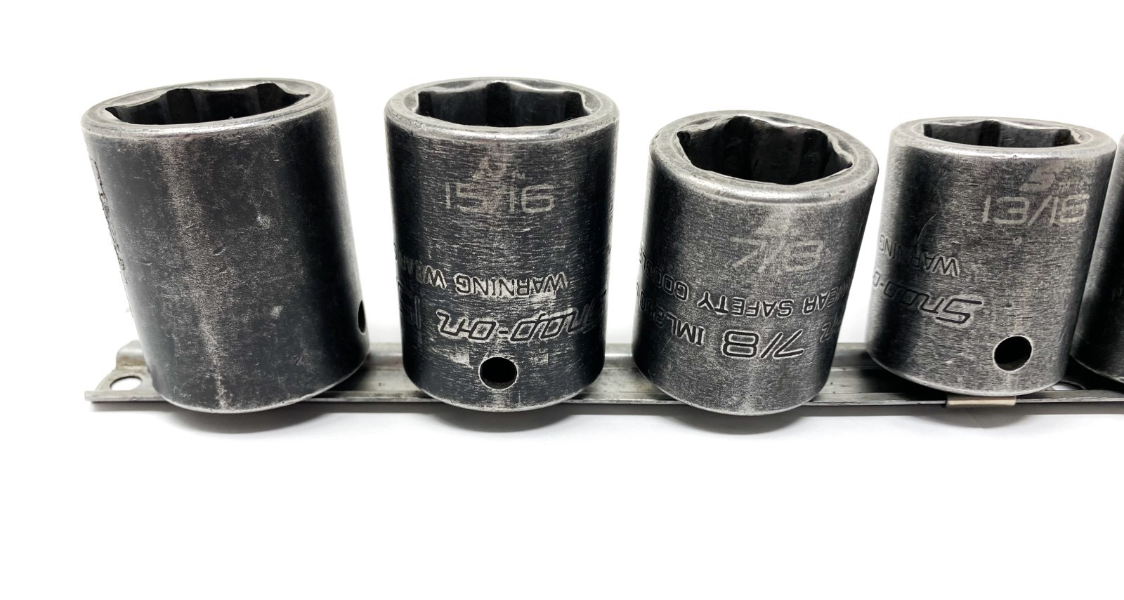 Snap-On USA 9pc SAE 1/2″ Drive 6 Pt Impact Shallow Socket Set 3/8″ to 1″ Tools