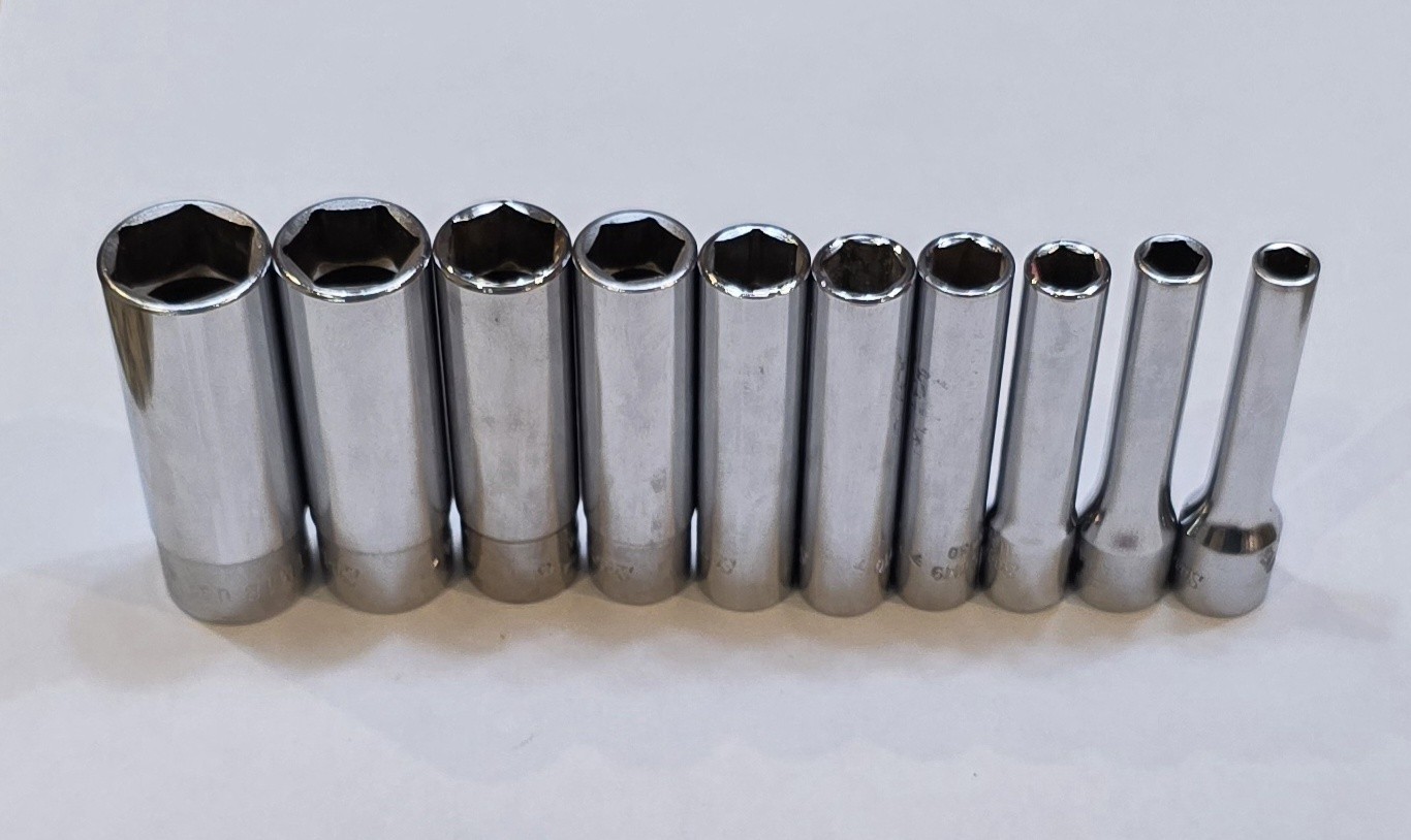 Snap On 10Pcs 1/4″ 6PT SAE Deep Socket Set STM6,7,8,9,10,11,12,14,16,18