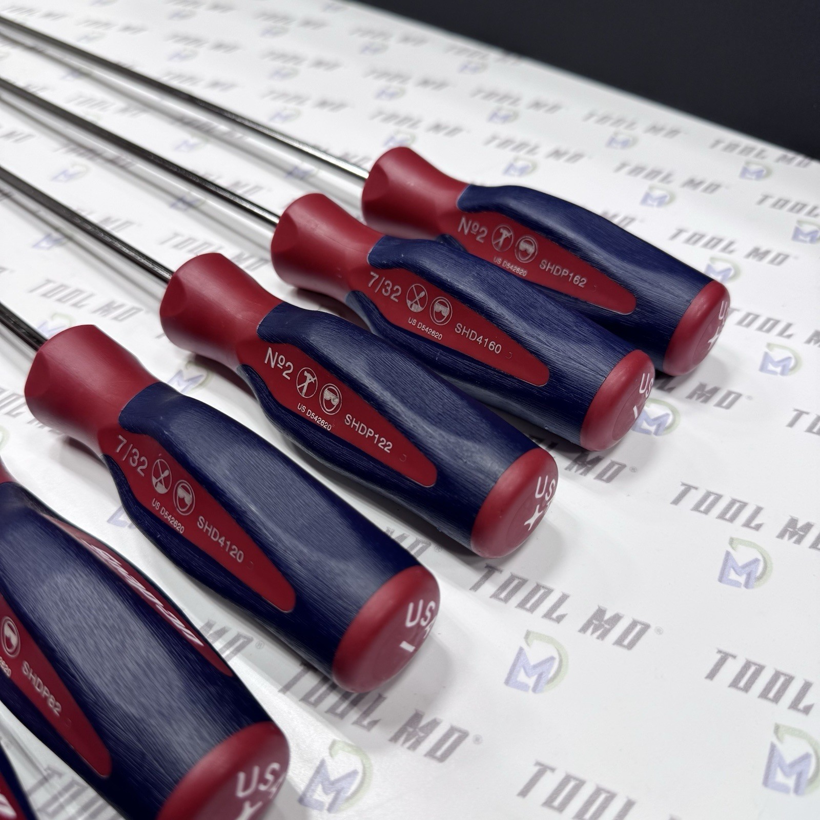 Snap-on Tools USA RARE 8pc RED WHITE & BLUE Cabinet Screwdriver Set SHDXL80RWB