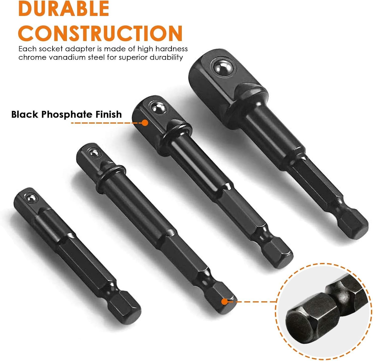 Secure Fit 1/4″ Hex Shank Adapter Set for Impact Drivers and Cordless Drills