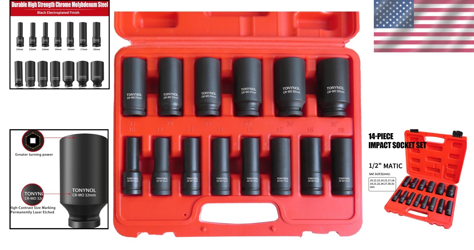Professional Grade Impact Socket Set 14 Pc