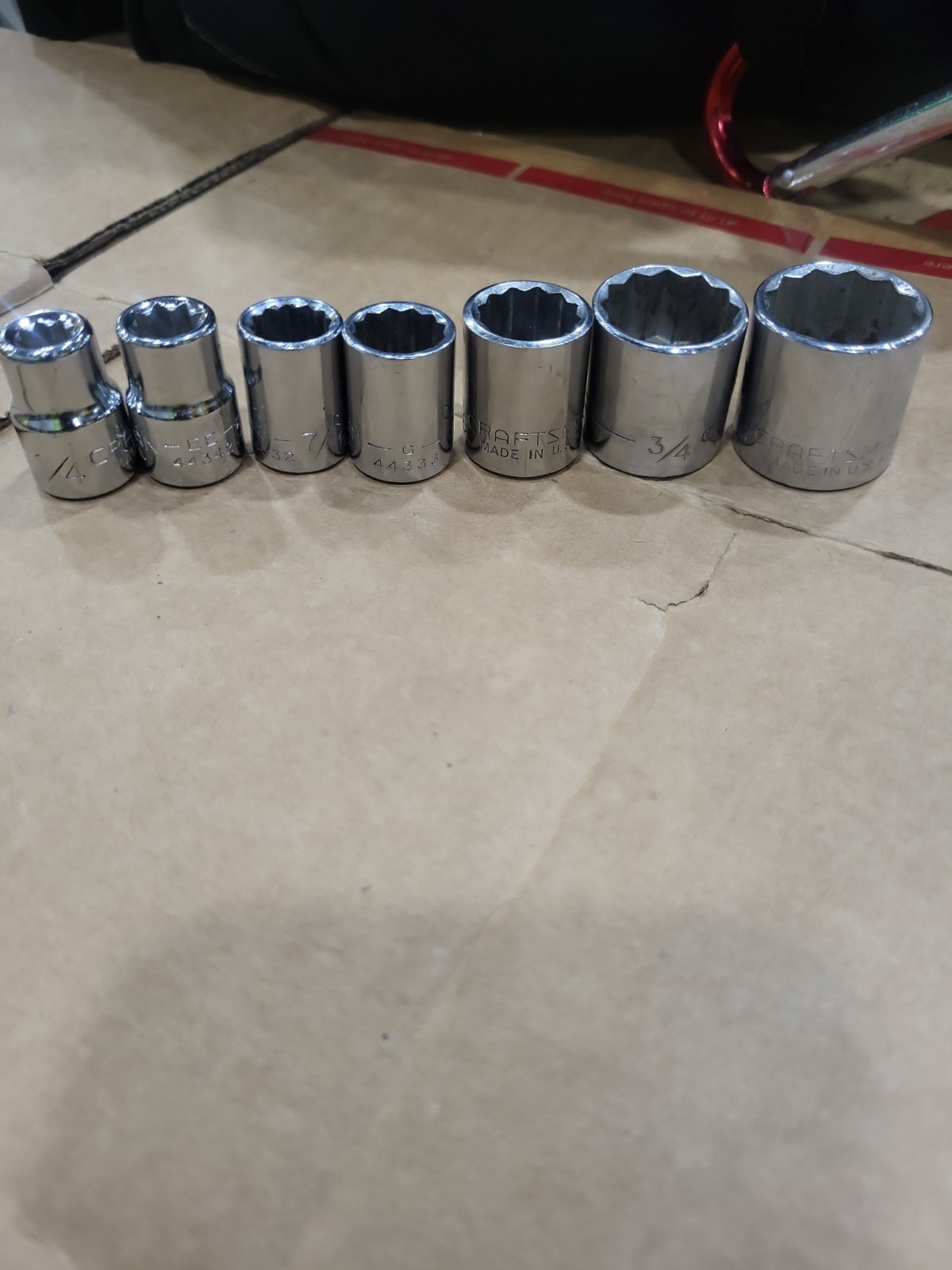 Craftsman 3/8″ Drive Socket lot of 7, Size 1/4,5/16, 7/16, 1/2, 9/16, 3/4,13/16