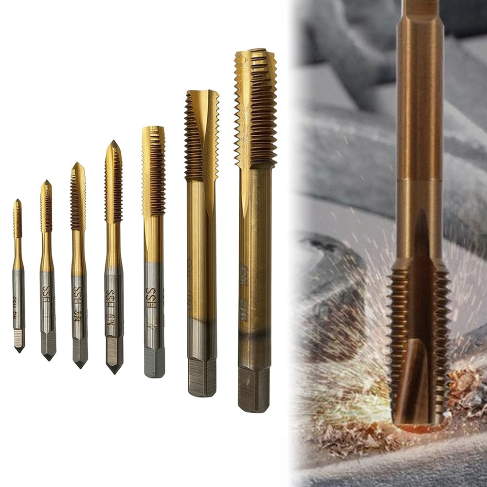 High Speed Steel Tap Set 7 pcs for Internal Threading on Metal Plastic and Wood