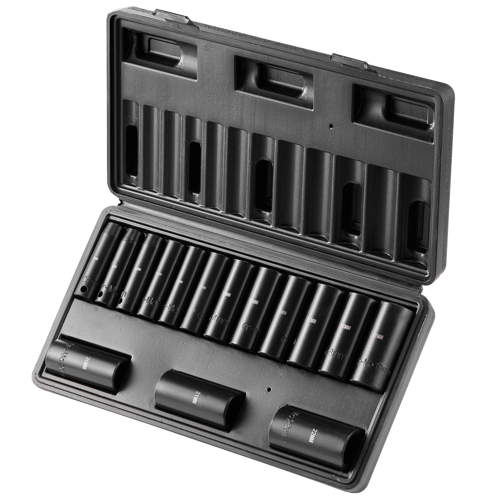 Uimoso Impact Sockets Set 15pcs 6-Point 3/8in Drive Bit Ratchet Tool Kit Case