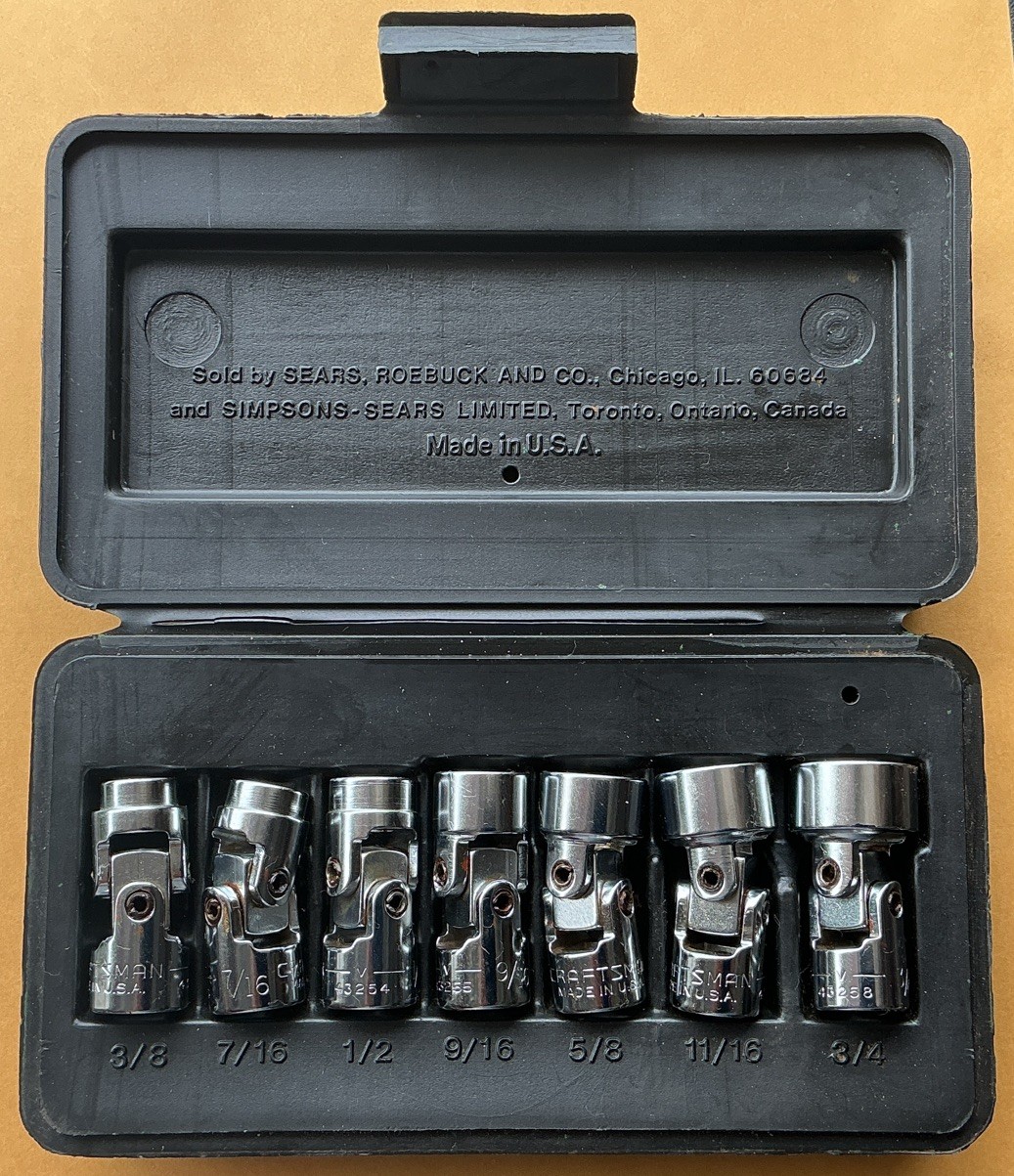 Craftsman 3/8 Drive SAE 12 pt Swivel Flexible Socket 3/8″-3/4″ Set Vintage USA