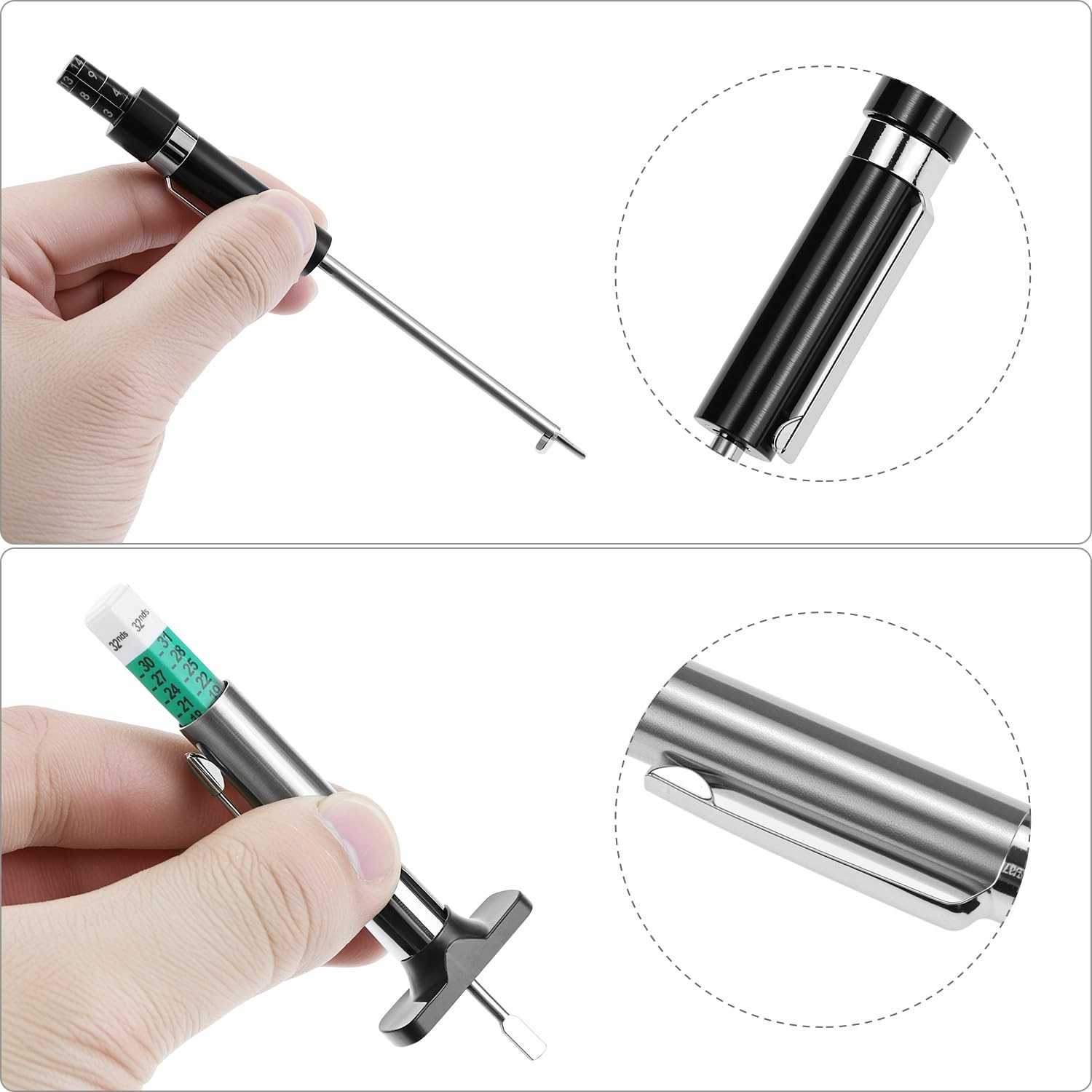 Tire Tread Depth Gauge 2Pack + Brake Pad Thickness Gauge Set, ColorCoded 1/32…